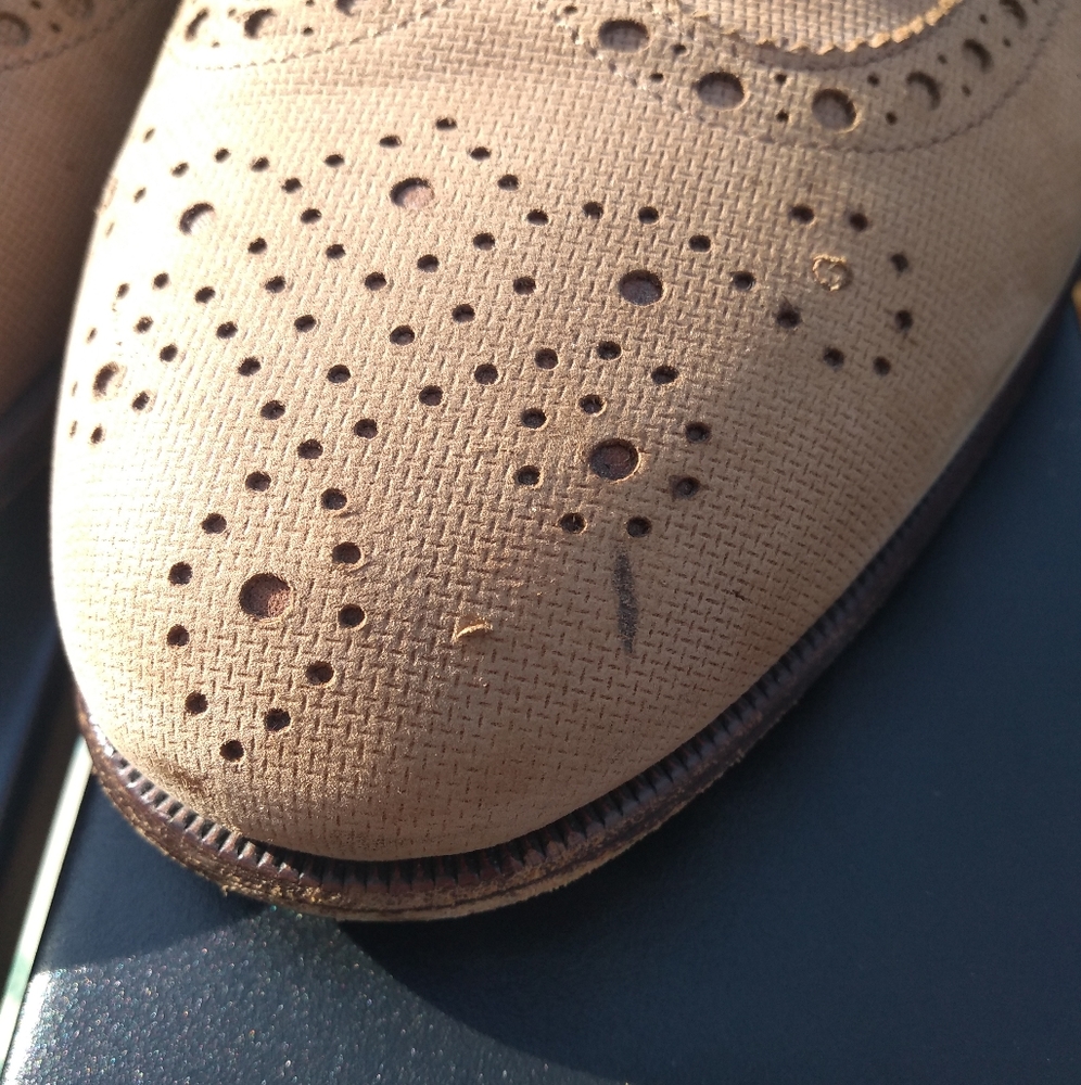Men's L & M Shoes, Tan Leather Brogues, Wingtip, Size  8.5, Made in Italy - Picture 15 of 16
